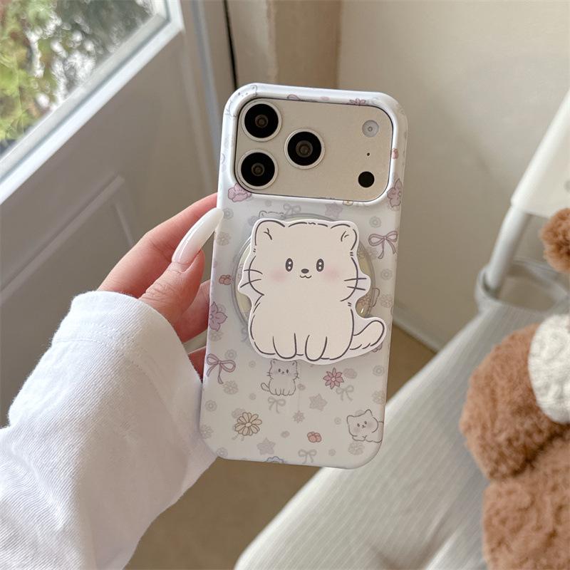Красочный Цветочный Бант Кот Магнитный Чехол для Телефона для iPhone 17, 16 Pro Max, 15 Pro