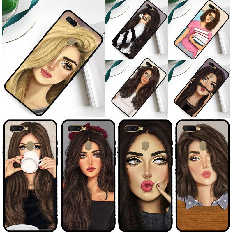Brunette Blonde Girl Cute Case For Oppo A17 A15 A40 A60 A80 A16 A76 A96 A18 A38 A58 A78 A98 A91 A57 A74 A94 A54S Cover