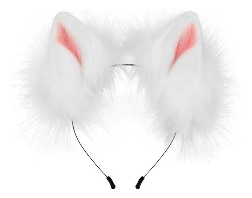 Handmade Faux Fur Headband With Fox Wolf Ears, Halloween,