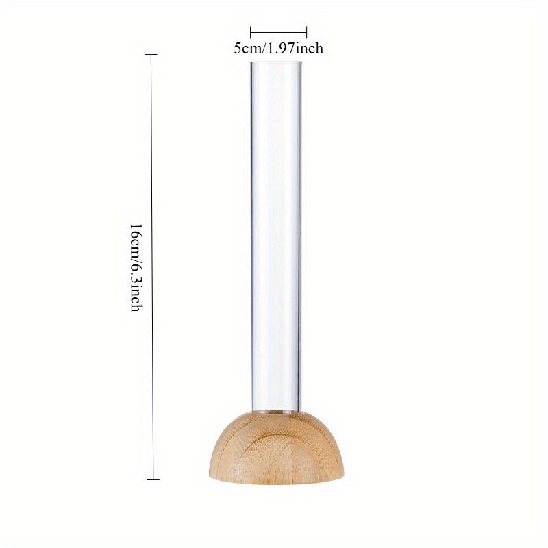 1Pc Bamboo Base Plastic Tube Hydroponic Small Vase Flower Arrangement, for Home Decoration Ornaments Living Room Dining Table Study Office Ornaments