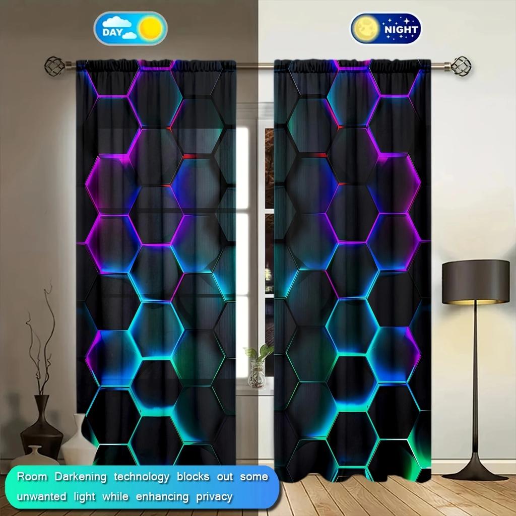 Футуристическая шестиугольная художественная напечатанная штора для домашнего декора - оконное оформление с карнизом для спальни, кухни, гостиной