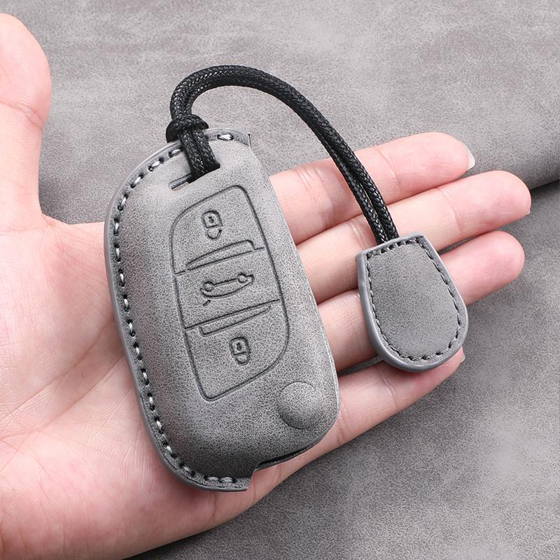 For Citroen C2 C3 C4 C5 C6 C8 DS4 for Peugeot 107 207 306 307 407 308 607 New Sheepskin Car Flip Key Case Cover Shell Fob
