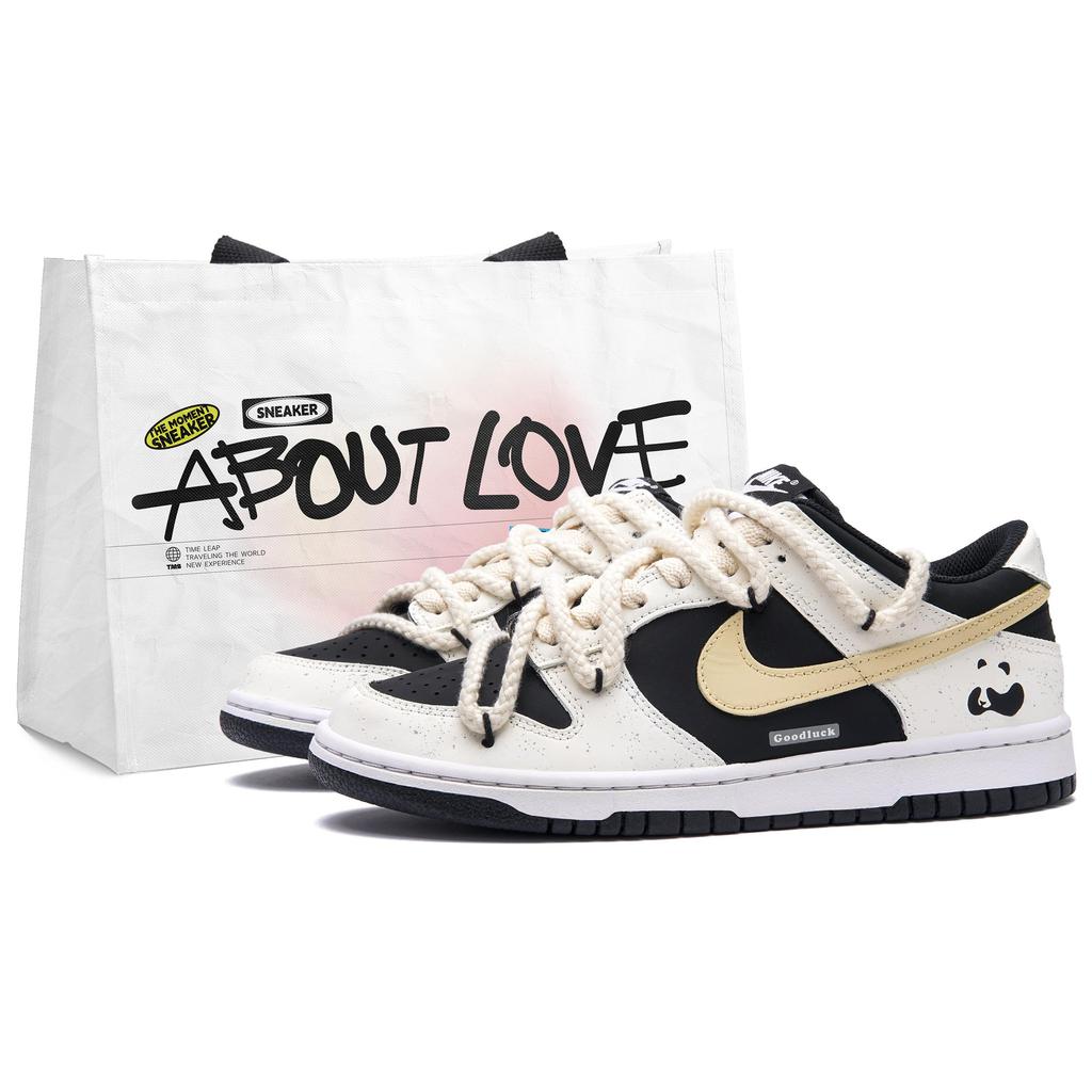 Nike Dunk Abrasion Resistant Low top Skateboard Shoes Unisex Beige Black DD1391-100(Team62-)