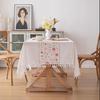Embroidered Tassel Imitation Cotton Linen Tablecloth