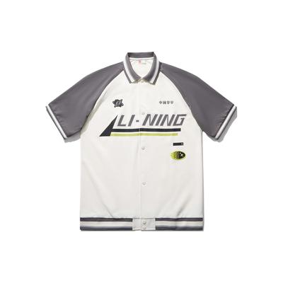 Футболка Li Ning Reignite Series Color Block с квадратным вырезом, однобортная, с коротким рукавом, мужские топы, цвет: белый, дымчато-серый, AYSU001-2