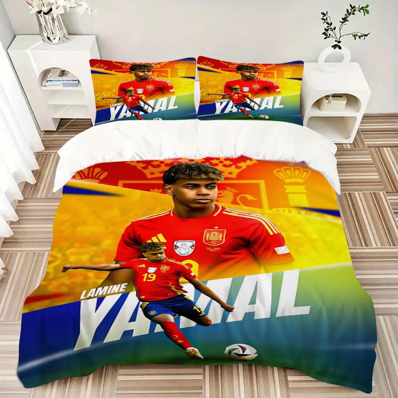 Spain'S Soccer Star Print 3Pcs Bedding Setduvet Cover With 2 Bedropillowcase Home Birthday Gift