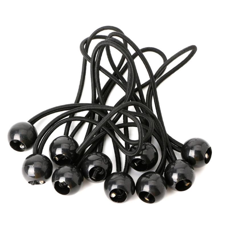 10pcs/set Heavy Duty Ball Head Bungee Cord Tarp Canopy Tie Down Strap - Black