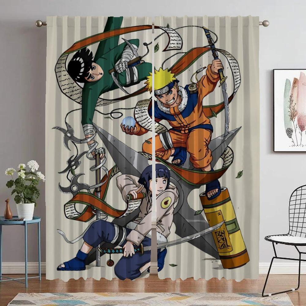 Narutos Home Interior Curtains for Camera Modern Living Room Curtains 2 Pieces Halloween Decoration Blackout Curtain Shades