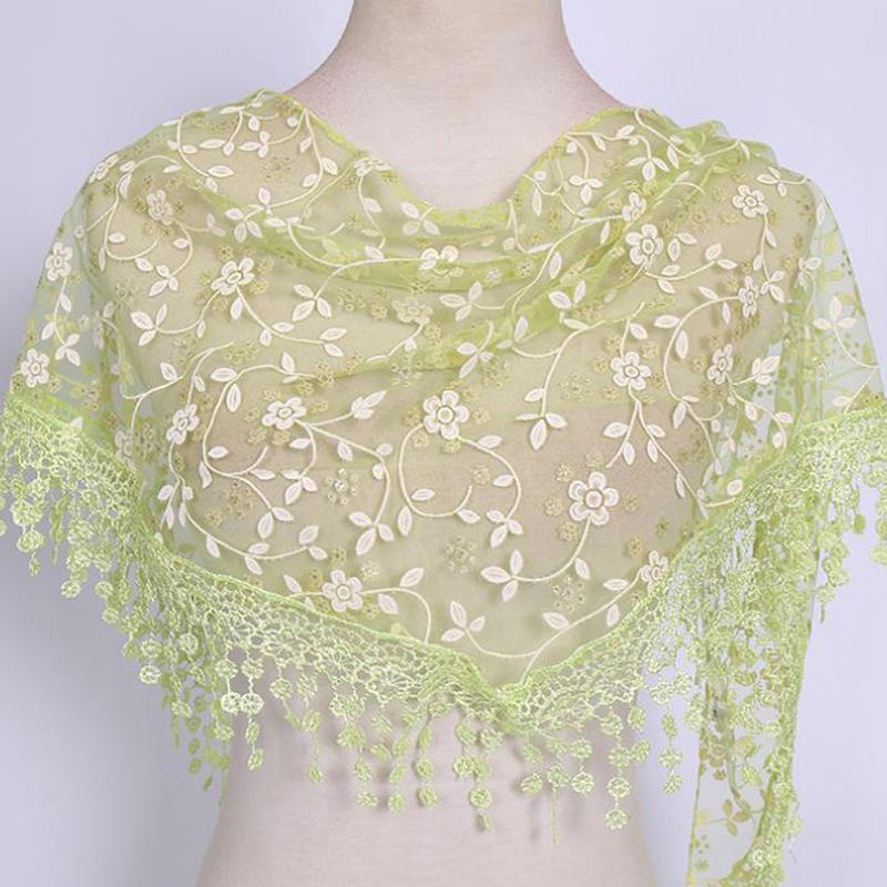 1Pc Women Triangle Wrap Lady Shawl Flower Lace Scarf Shawls