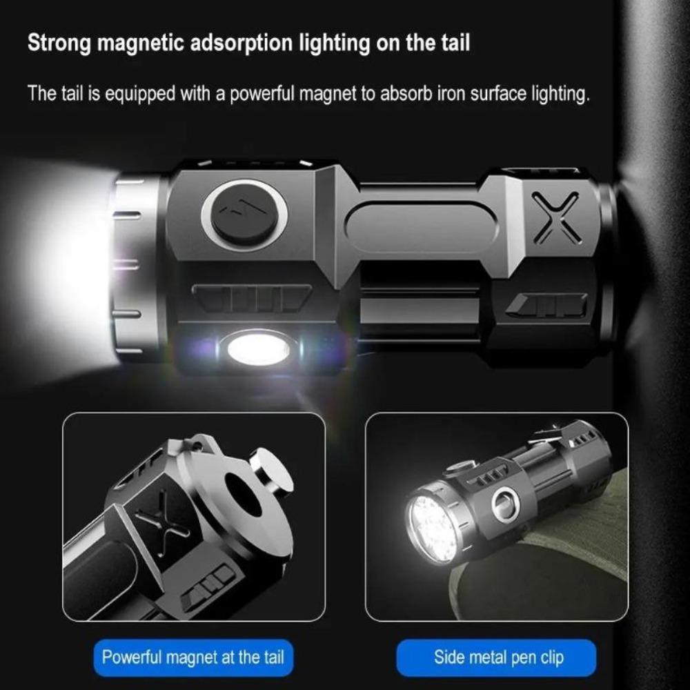 30W COB High Power LED Flashlights Tail Magnet with Side Lights Mini Torch Camping Fishing Lantern USB Rechargeable Hat Clip Light