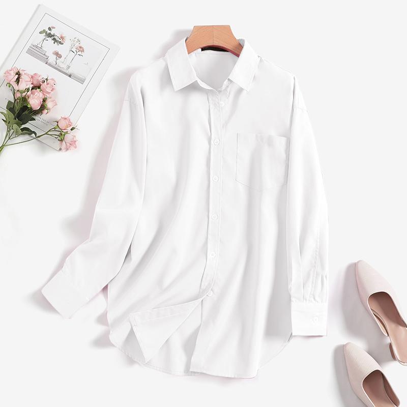ZANZEA Женская элегантная однотонная свободная блузка на пуговицах с отложным воротником и длинными рукавами