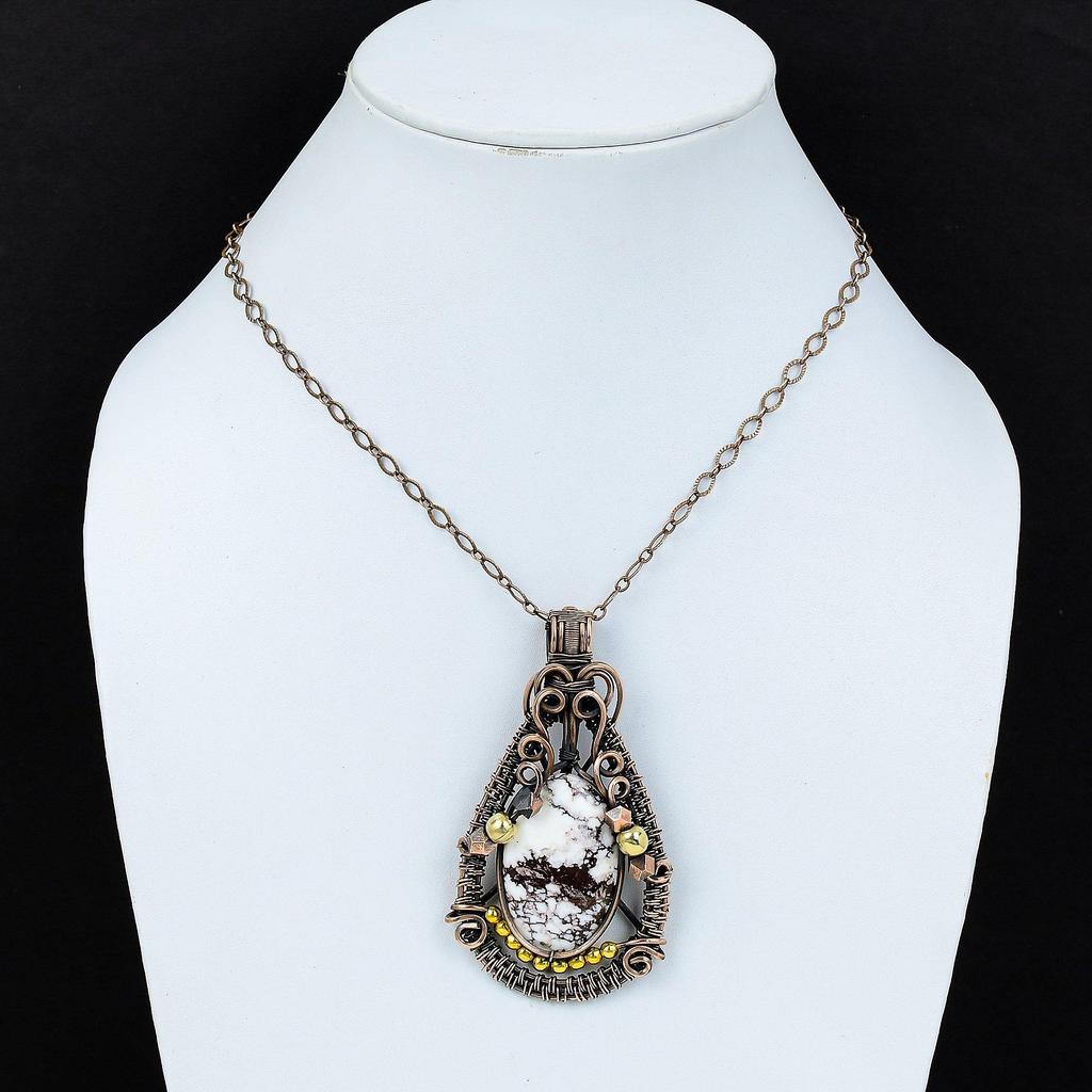 Кулон Дикая Лошадь, Ювелирные изделия с драгоценными камнями, Кулон ручной работы, обернутый медной проволокой 999 пробы, Ювелирные изделия новейшего дизайна