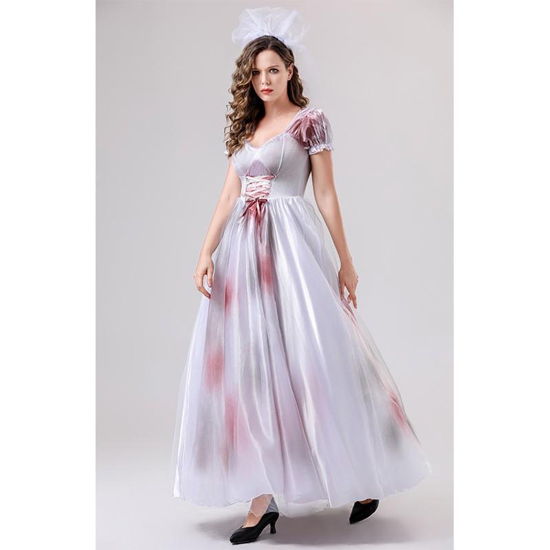 Womens Halloween Costume Evil Witch Outfit Ghost Bride Cosplay Dress Fancy Party Adults