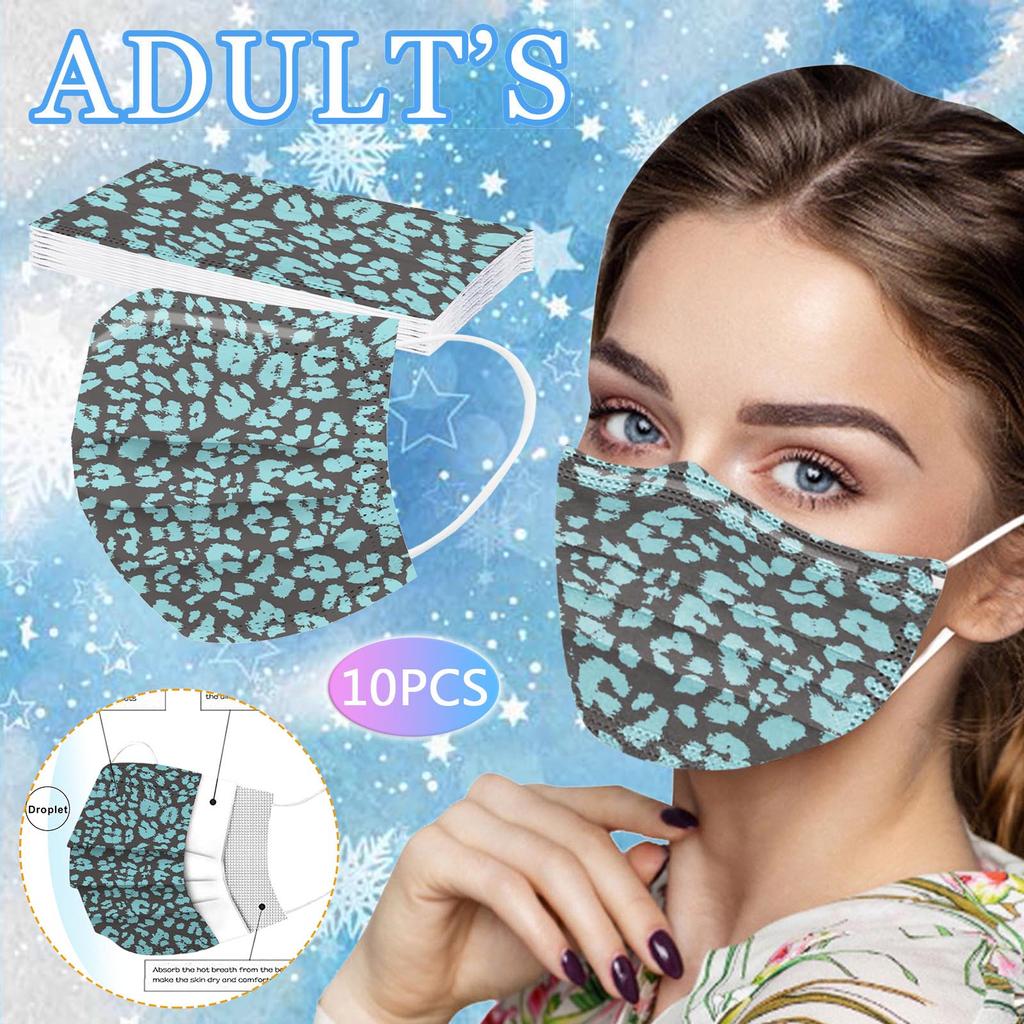 10 шт. трехслойная одноразовая пыленепроницаемая защитная маска с леопардовым принтом для взрослых