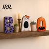 Halloween Ornament 3Pcs/Set Wooden Statues, Letter Bat Pumpkin Ghost with Bowknot Deisgn, Shape Decoration Desktop Ornaments, Holiday