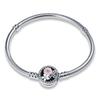925 Silver Color Charm Bracelet Rose Golden Color Daisy Flower Barrel Clasp Snake Chain Sliding Bangle Women Jewelry