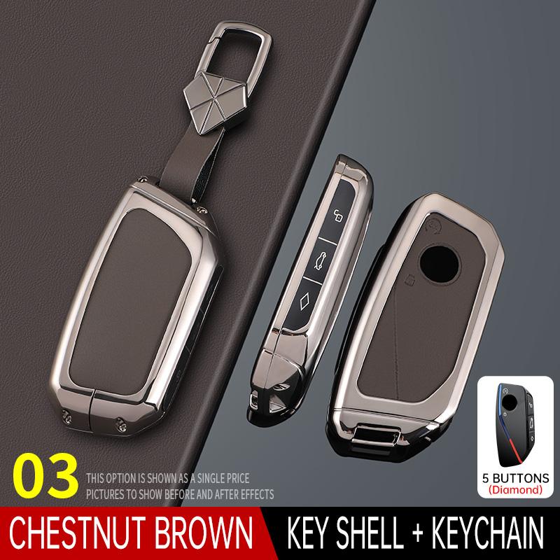 Styling Mouldings Cortex Car Remote Smart Key Fob Case Cover Shell Holder Bag with Keychain For BMW 7 Series XM IX I7 X7 G07 202