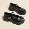 Fashion 2024 Round Toe Fashionable British Style Women's Shoes Retro Shallow Mouth Versatile Women's Single Shoes