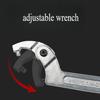 Adjustable Crescent Wrench - Hook-Head Tool for Motorcycle Shock Adjustment, Water Meter Cover & Round Nut Removal