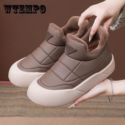 Зимние хлопковые ботинки, теплые женские бархатные ботинки, водонепроницаемые и нескользящие зимние ботинки из пуха, универсальная повседневная обувь на толстой подошве