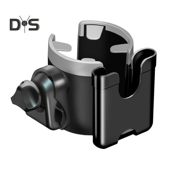 Stroller Cup Holder with Phone Mount 360 Degrees Rotating Universal Bottle Holder Stroller Drink Caddy for Bike Wheelchair Walker