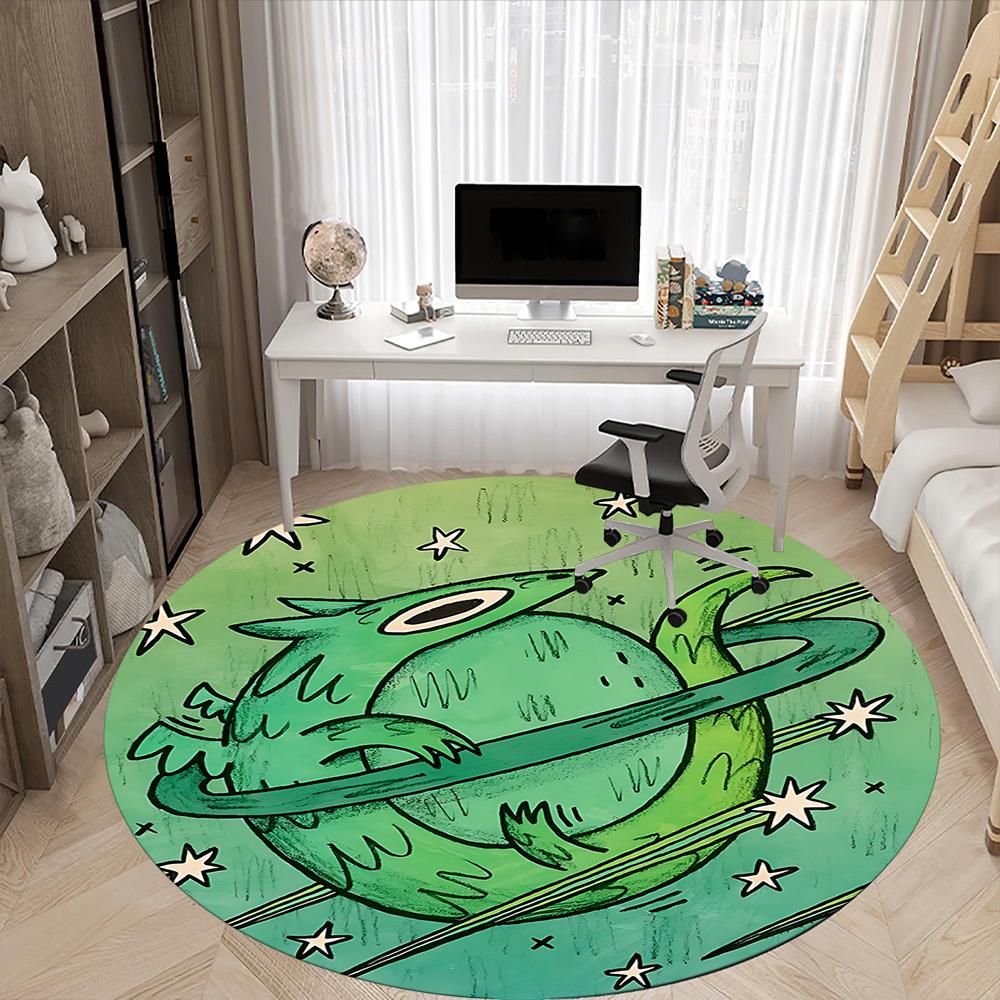 1pc Space Creature Office Round Area Rug, Mat Suitable For Office, Under Office Chairs Bedroom Living Room Home Decor, Room Deco