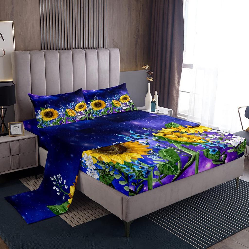 Color Rainbow Cloud Pattern Bed Hat Four-Piece Bedding Set Bedroom Dormitory Bedding Decoration