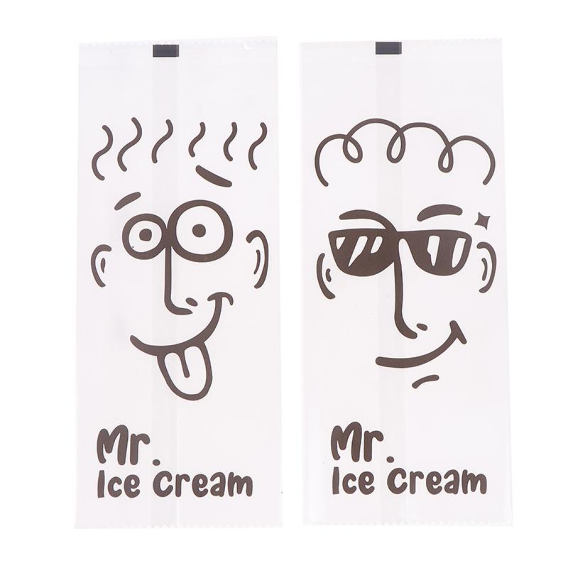 100Pcs/Pack Transparent Cartoon Ice Cream Machine-Sealed Bag Homemade Popsicle Plastic Bag Handmade Ice Cream Packing Bags