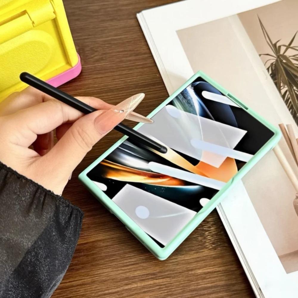 Чехол-пенал с ощущением кожи для Samsung Galaxy Z Fold 8 Ultra Fold7 6 5 4 3 Широкий Тонкий Держатель для ручки Защитная пленка для экрана Чехол