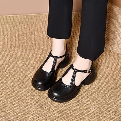 Женские сандалии на платформе, нишевые, персонализированные дизайнерские сандалии с полым Т-образным ремешком, водонепроницаемые, на танкетке, женская обувь