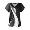 Blouses For Women Dressy Casual, Fashion Print Short Sleeve Retro Print T-Shirt Unique Design  V-Neck Oversized Tshirts