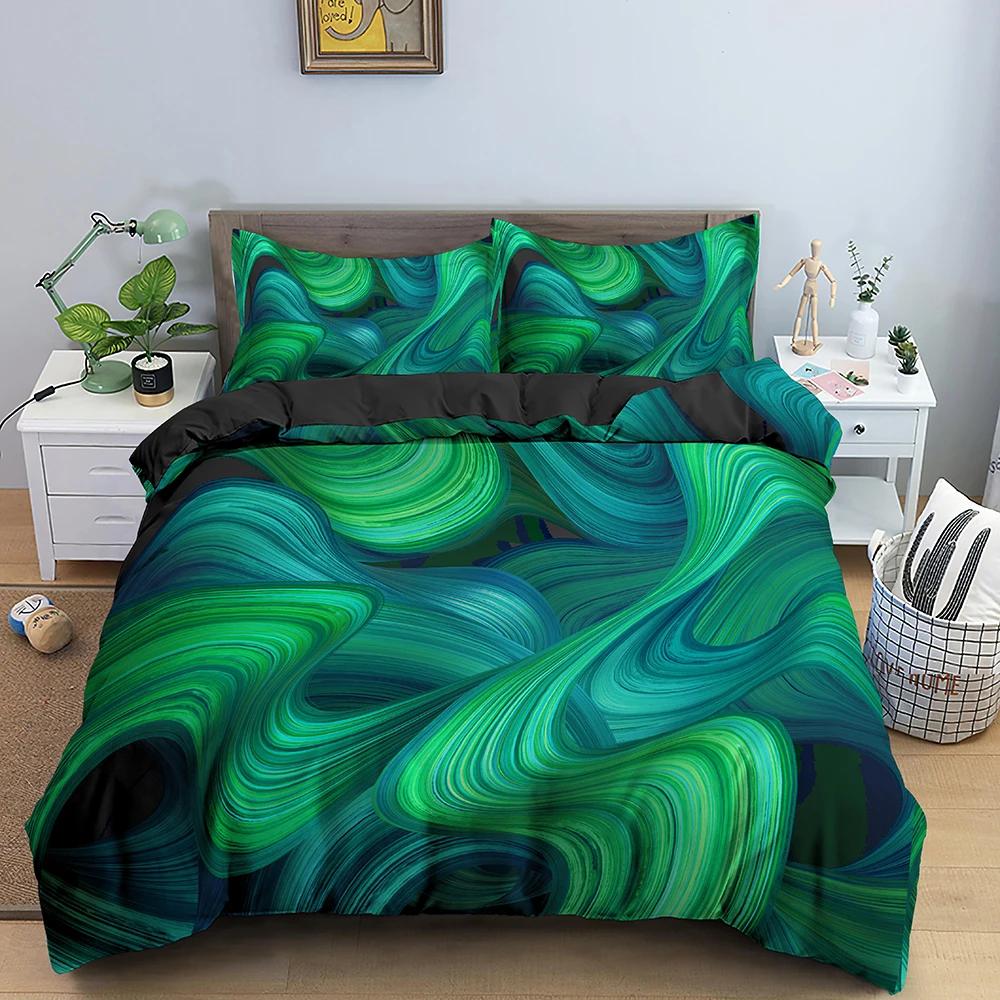Комплект постельного белья с геометрическим 3D-принтом, мягкий, односпальный, двуспальный, психоделический, 3D, абстрактный, пододеяльник, 2/3 шт., полиэстер, наволочки