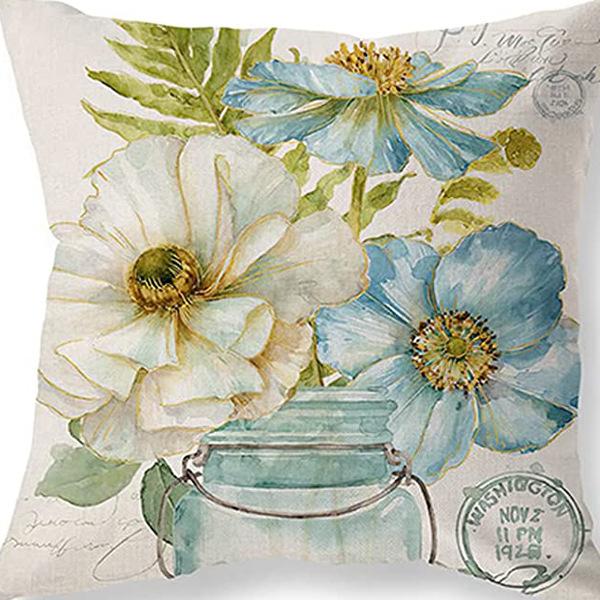 Ретро Американский Растительный Цветочный Принт Льняная Наволочка Гостиная Диван Автомобильная Подушка Подушка