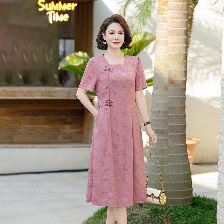 Модное шифоновое летнее платье для мамы 2026 года - Универсальное средней длины, с акцентом на талии, для женщин среднего и пожилого возраста
