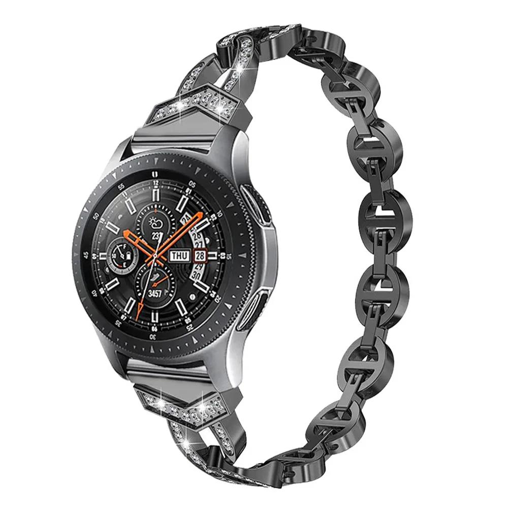 Металлический алмазный ремешок для Samsung Watch 7 6 5 4 FE Huawei GT5/4/3/2 Металлический ремешок с быстросъемным креплением для Amazfit Active 2/GTR 4/GTS 4