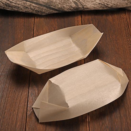 50 шт., практичные, удобные, многоцелевые, одноразовые, ручной работы, в форме лодки, тарелка для еды, десерта, кухонные принадлежности, поднос для закусок