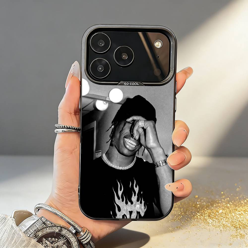 Rapper T-Travis S-ScottS Singer Phone Case For iPhone17,16,15,14,13,12,11,Pro,MAX Gray Matte Silicone Black Cover