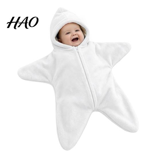 Warm Fleece Jumpsuit for Babies Baby Starfish Onesie Wearable Blanket, Hooded Swaddle Sleep Sack Cute Halloween Costume Newborn 3M/6M/9M, Soft