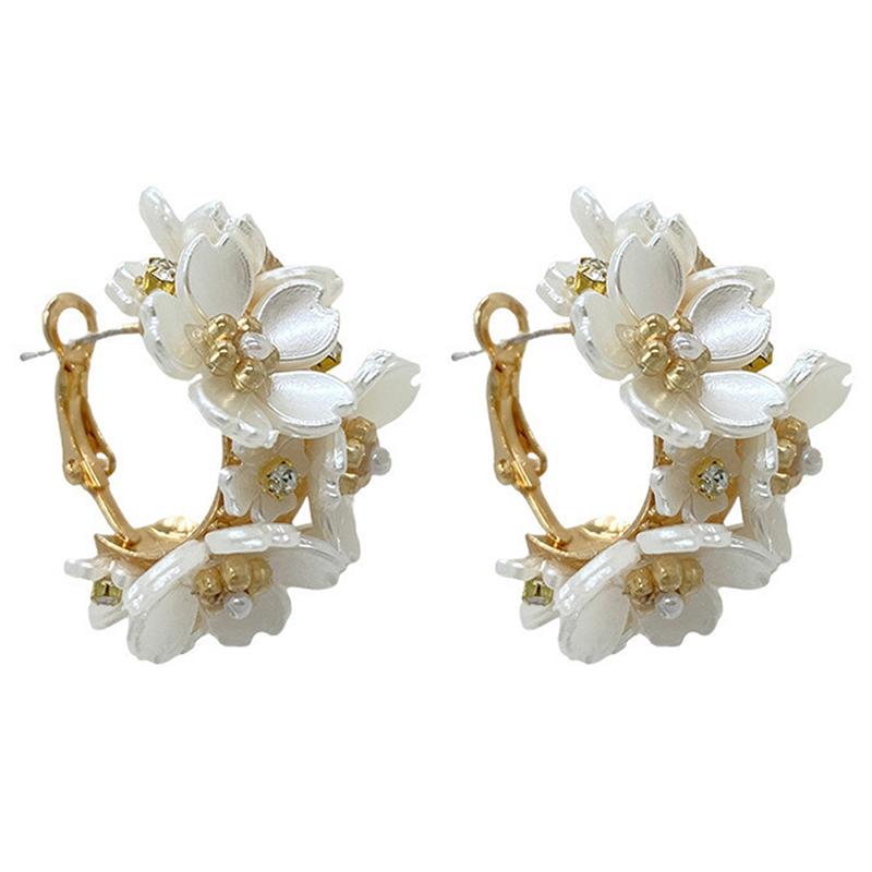 1Pair Exquisite Flower Splicing Earrings Temperament Simple Jewelry