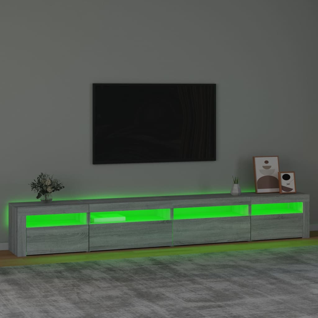 TV Cabinet with LED Lights Grey Sonoma 270 x 35 x 40 cm