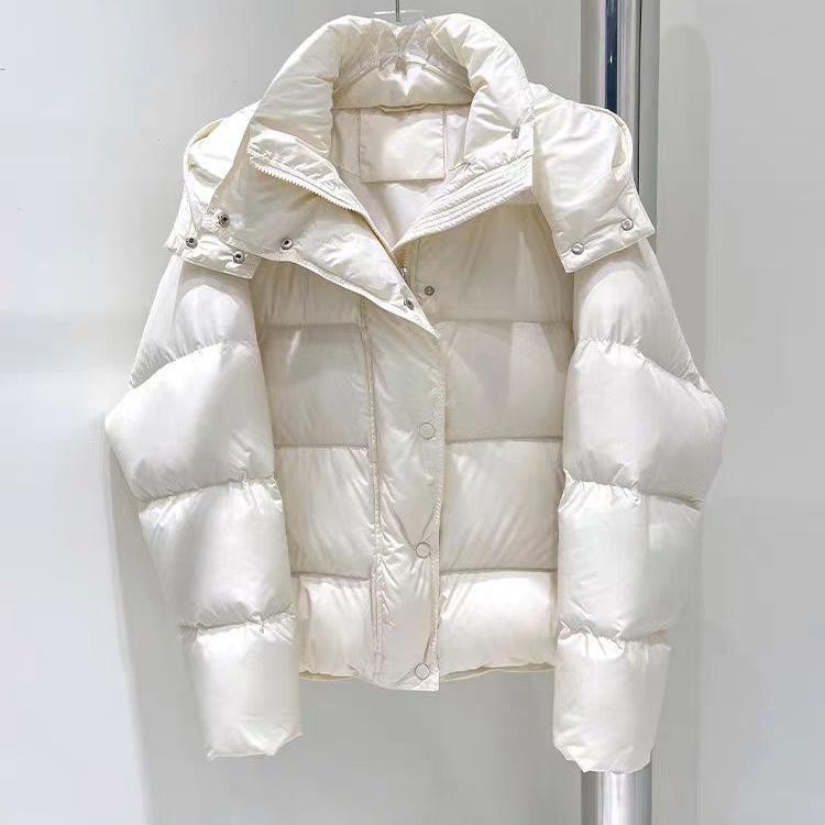 2024 Зимняя куртка-пуховик женская свободная модная утолщенная короткая 90% белая теплая куртка на утином пуху