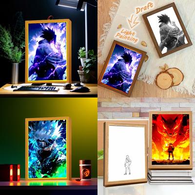 Фото рамка с световой кистью Фигурка Наруто Саске Гаара Светодиодная ночная лампа Аниме Декор спальни Рождественский подарок Лунная лампа Подвижная шарнирная Масштаб