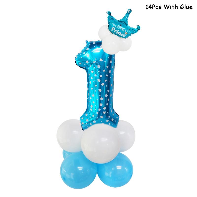 1 год Мальчик День рождения Первый день рождения Baby Shower Мальчик Украшения Синие латексные шары Набор конфетти Украшения для дня рождения Дети