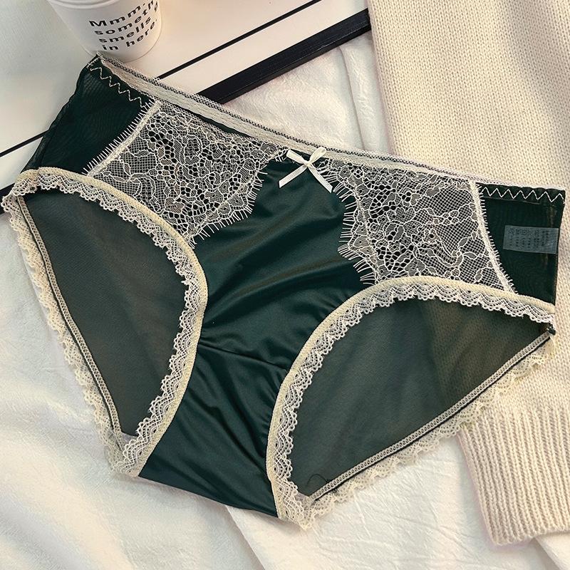 High Luxury Satin Lace Patchwork Pure Desire Sexy Panties Triangle Women’s Panties