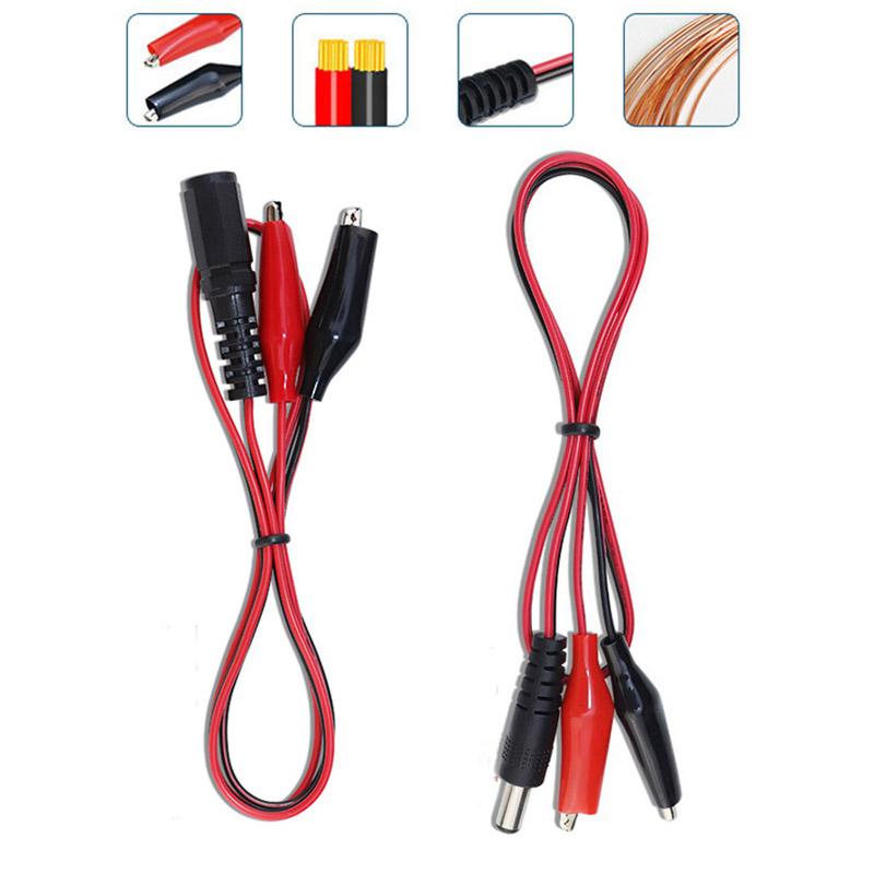 2 зажима типа «крокодил» к 1 штекерному разъему питания постоянного тока с разъемом-адаптером, провод постоянного тока 5,5*2,1 мм, зажимы «крокодил», тестовые провода