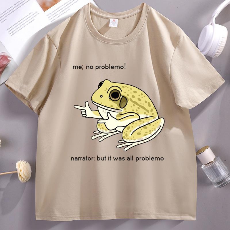 Funny Frog Me No Problemo Tshirt Casual Cotton Short Sleeve Tee Shirt Loose Humor Graphic T Shirts Unisex Women Streetwear Clothes