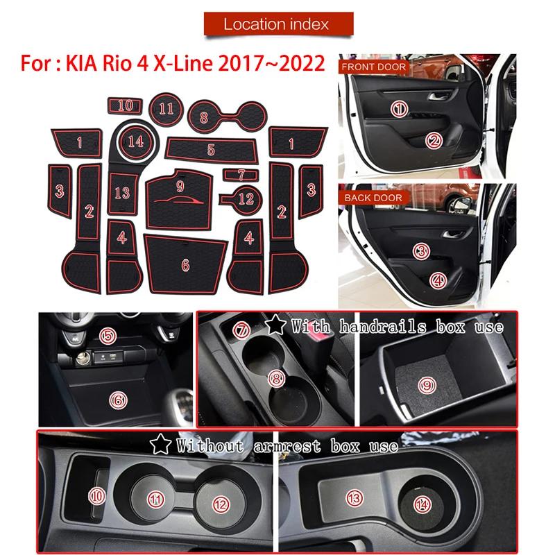 Нескользящий коврик в слот для Kia Rio 4 Tonic X-Line FB UC 2017 2018 2019 2020 2025 2025 Автомобильные противоскользящие коврики для углублений, аксессуары для интерьера