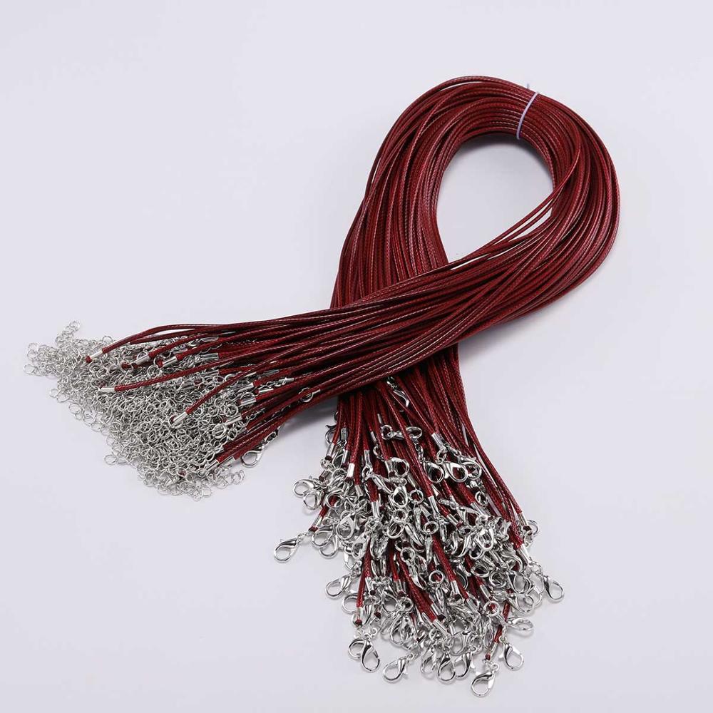 10Pcs 1.5/2mm Fauxs Leather Handmade Adjustable Braided Rope Pendant Charm DIY Findings Lobster Clasp String Cord Jewelry Making