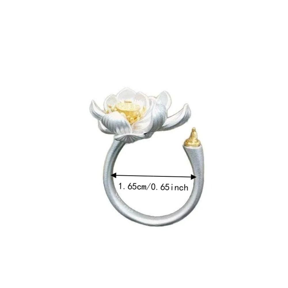 Adjustable Lotus Flower Ring Open Size Ancient Style Ring Fashionable Fashion Ring Party