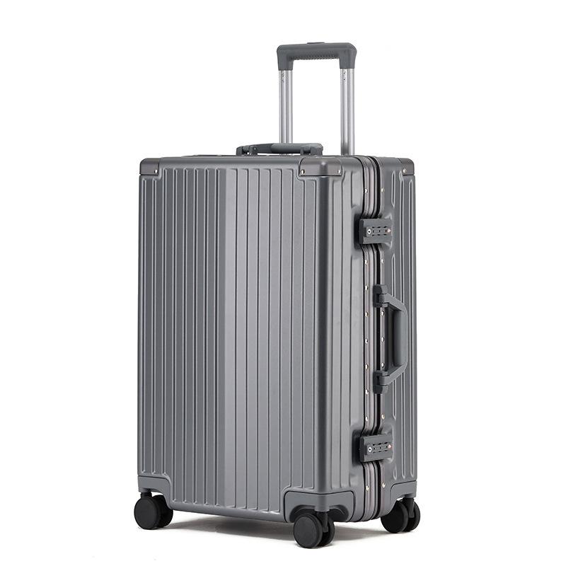 24-Inch Trendy Aluminum Frame Suitcase with Universal Wheels & Password Lock for Students